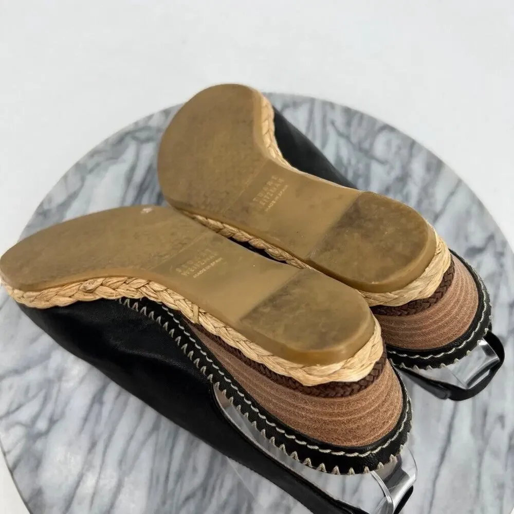 Stuart Weitzman Womens 7.5 Sandal Black Slingback Wedge Espadrille Chain Detail - Picture 8 of 14